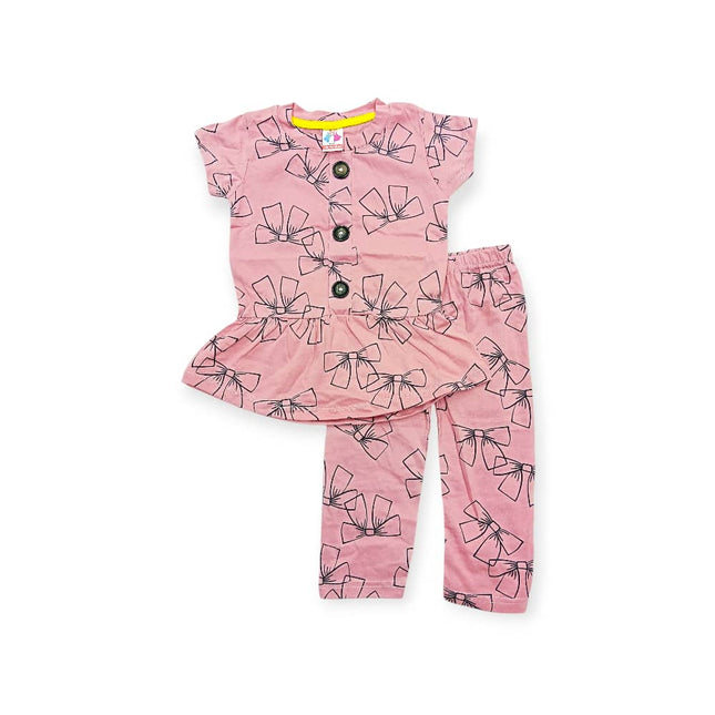 Bow Print Baby Girl Set (Top & Pants)