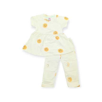 Smiley Print Baby Girl Set (Top & Pants)