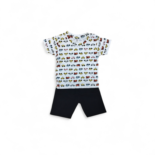 Kids Cartoon Car T-Shirt Set