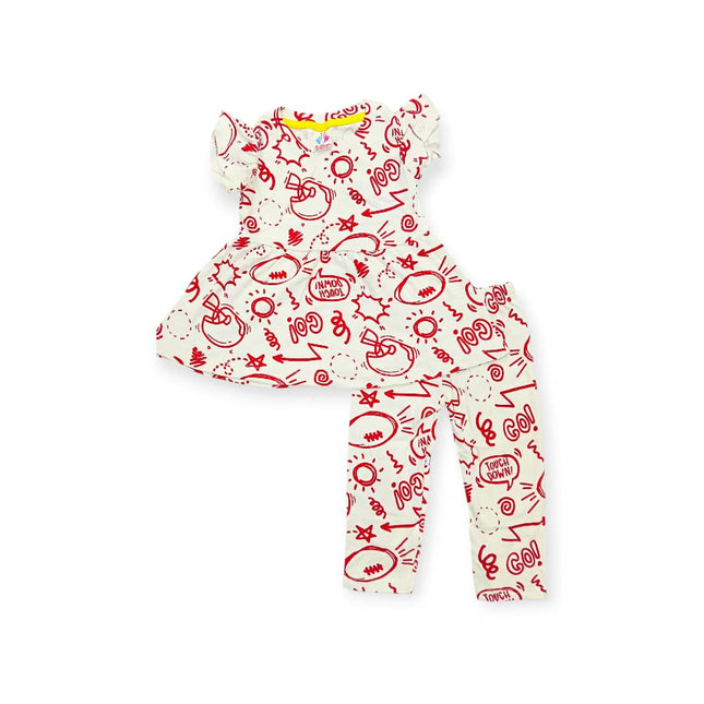 Sport Doodle Print Baby Girl Set (Top & Pants)
