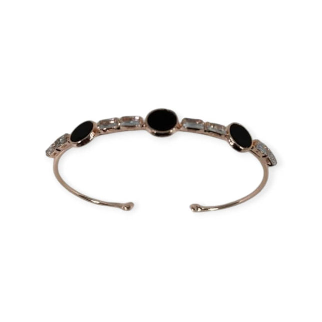Elegant Black Stone Open Cuff Bracelet