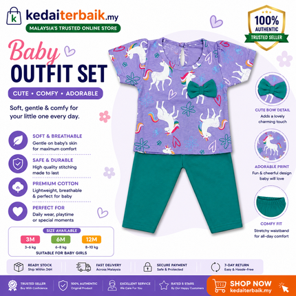 Baby Girl Unicorn Top & Pants Set