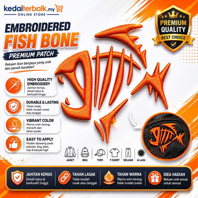 Stylized Fish Skeleton Embroidery DST File