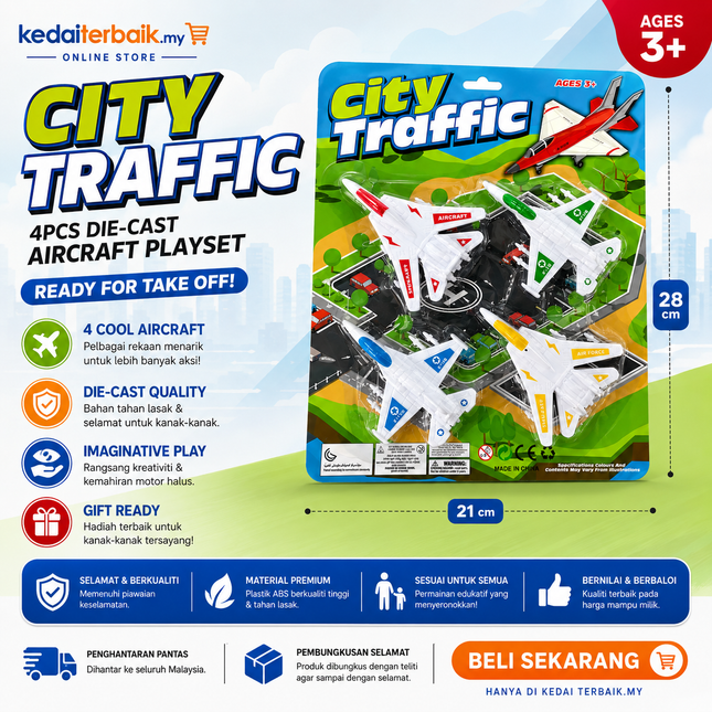 City Traffic Mini Airplane Toy Set