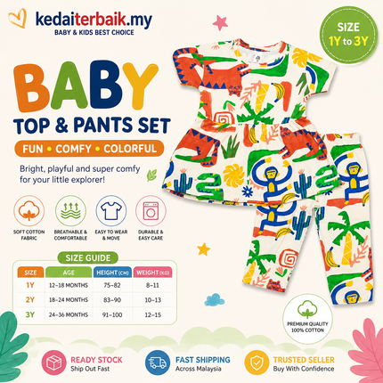 Jungle Adventure Print Baby Girl Set