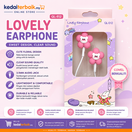 Lovely Flower Cartoon In-Ear Earphones