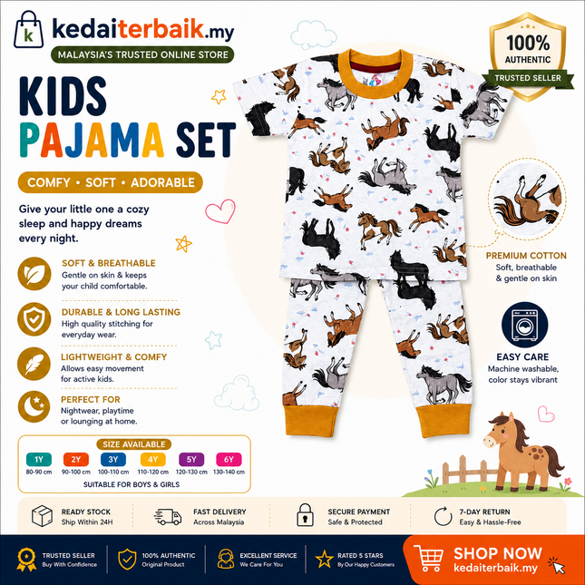 Baby & Toddler Horse Print Pyjama Set