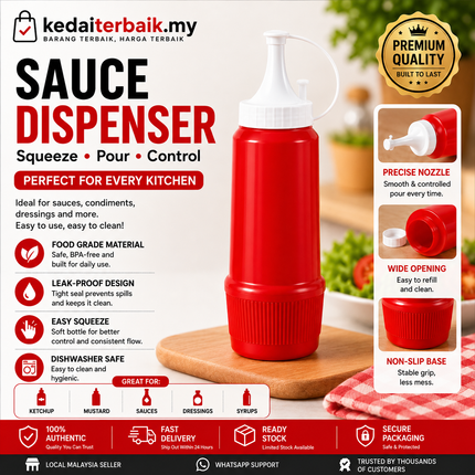 Squeeze Sauce Bottle with Nozzle Cap