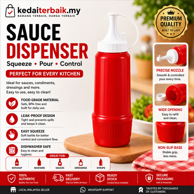 Squeeze Sauce Bottle with Nozzle Cap