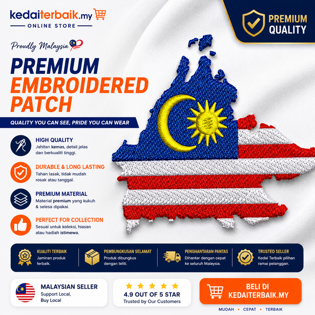 Malaysia Map Flag Embroidery DST File