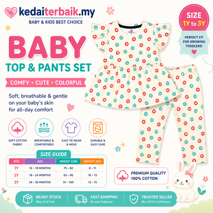 Multicolor Floral Baby Girl Set (Top & Pants)