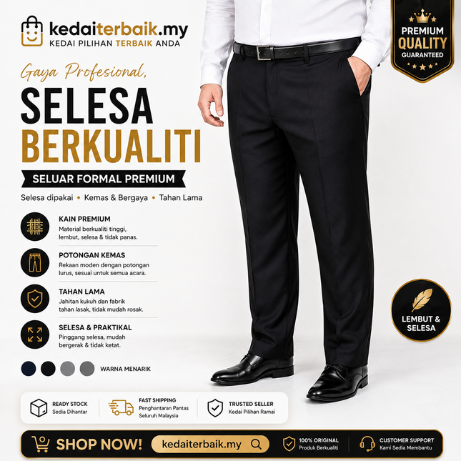 Oversized Men’s Executive Black Pants – Smart Fit