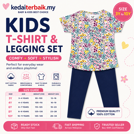 Girls T-Shirt & Long Pants Set