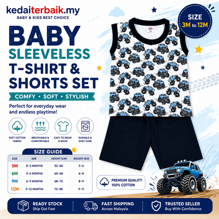 Kids Vehicle Sleeveless Set