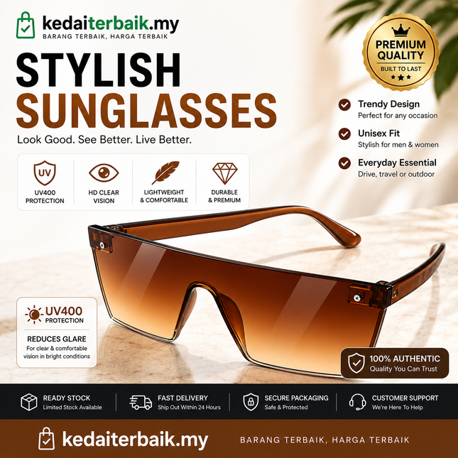 Oversized Shield Sunglasses with Gradient Lens