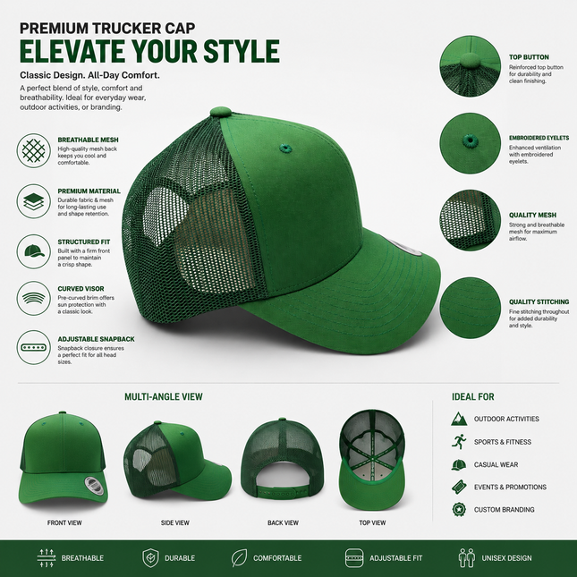 Premium Green Trucker Cap