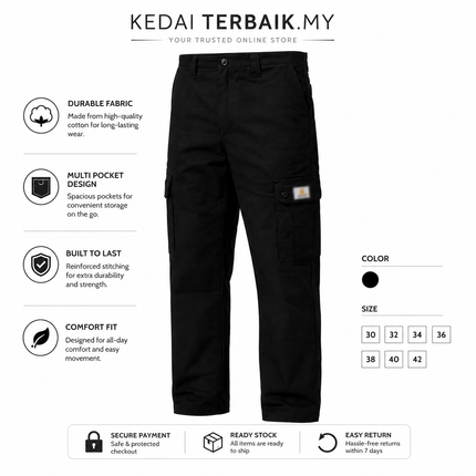 Black Cargo Work Pants – Durable Multi-Pocket Casual Trousers for Men