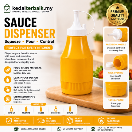 Squeeze Sauce Bottle with Nozzle Cap