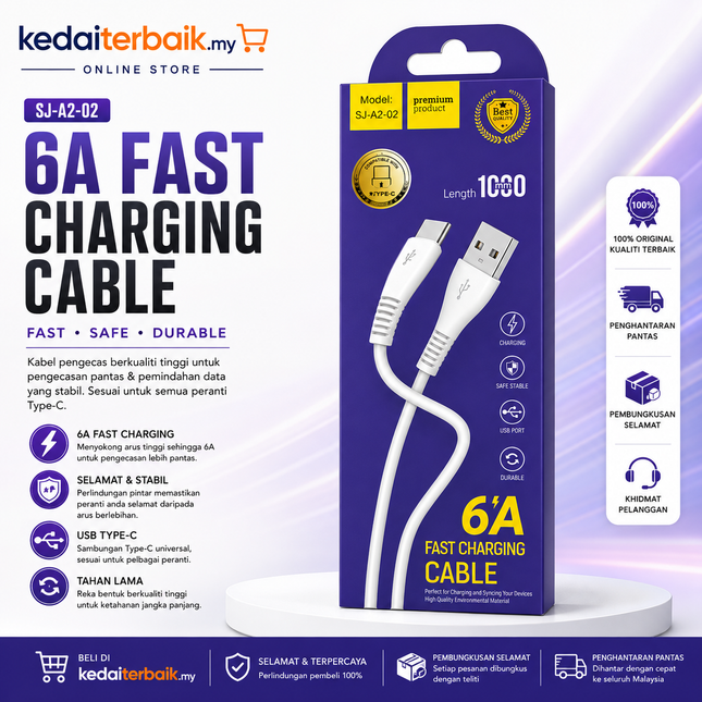 6A Fast Charging USB to Type-C Cable